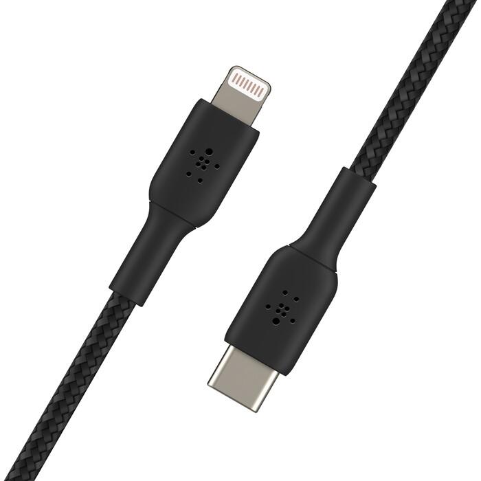 Belkin BoostCharge geflochtenes 2 m USB-C/Lightning Kabel, schwarz Belkin BoostCharge geflochtenes 2 m USB-C/Lightning Kabel, schwarz